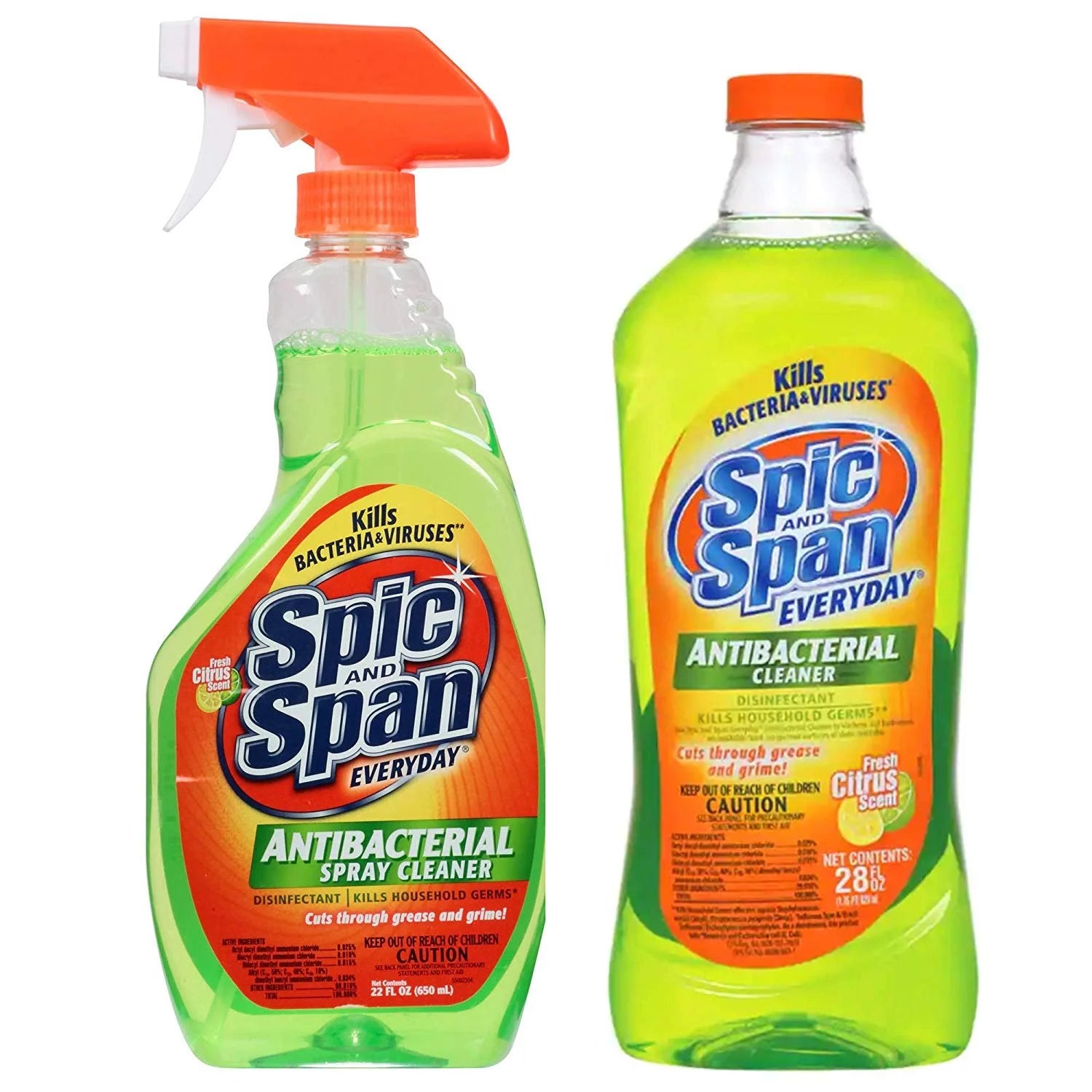 Antibacterial Cleaner Bundle - 22oz Spray with 28 oz Refill Pack - 50 Ounces Total A518