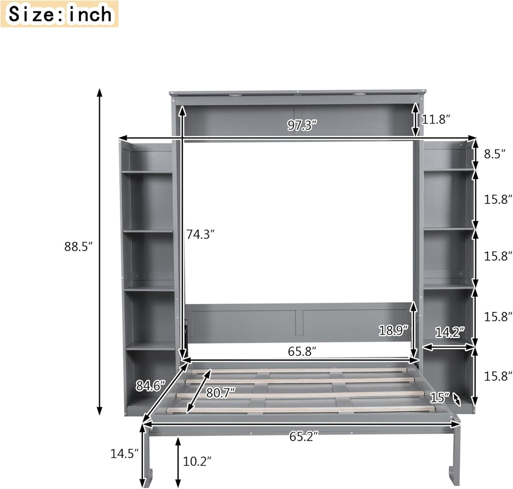 Queen Size Solid Wood Murphy Bed W5948