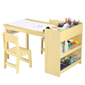 Kids Art Table with 2 Chairs Wood Activity Desk with Storage Shelves G60317