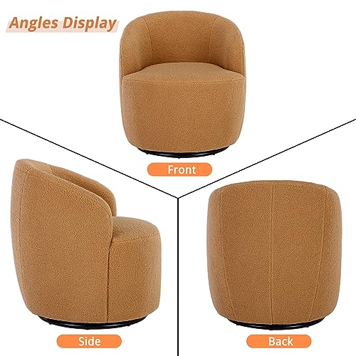 Coffee Brown Teddy Sherpa Swivel Barrel Chair E572