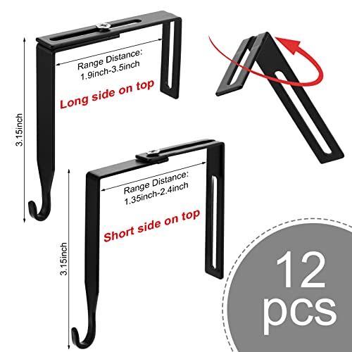 12 Pcs Adjustable Metal Cubicle Hanger Set (Black) J24360
