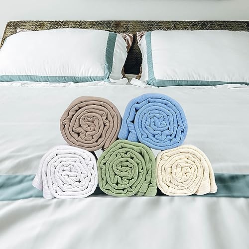 100% Cotton Thermal Blanket (74x100 in, White) X51300