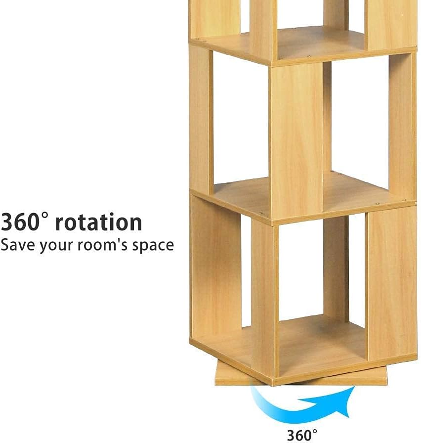Walnut 6 Tiers Wooden Corner Bookcase I626916