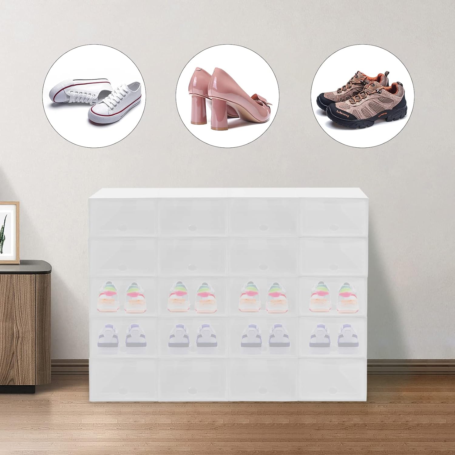 20 x Transparent Plastic Shoe Box E414583