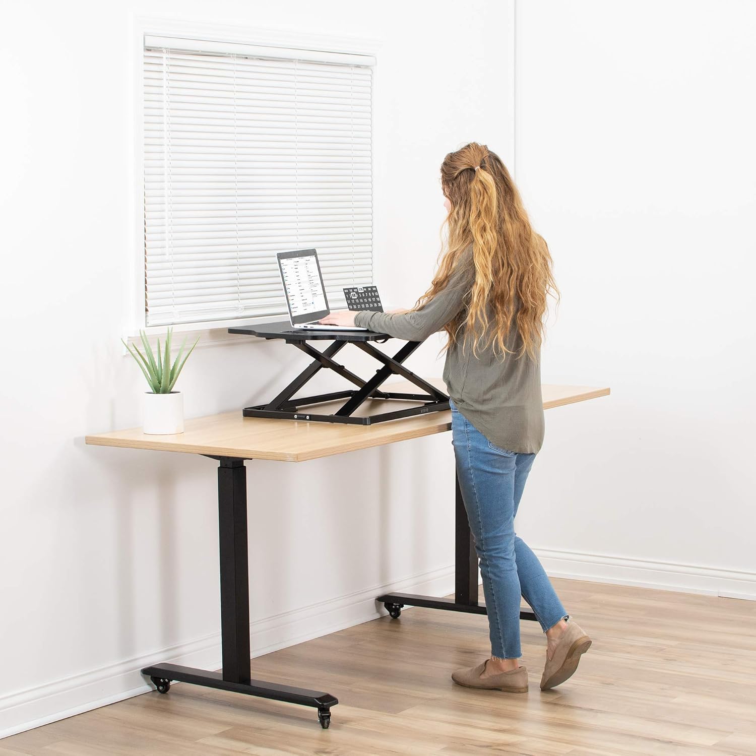 Black 27 inch Adjustable Standing Desk Converter A1988