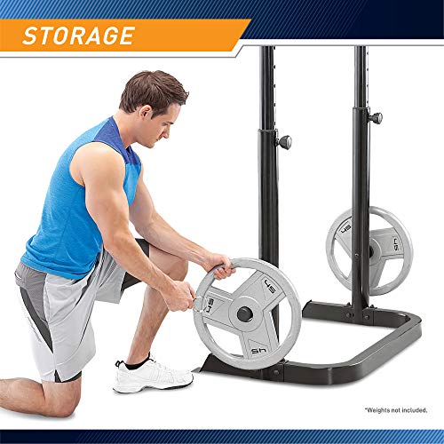 White/Black Olympic Workout Bench with Weight Rack Storage E126928