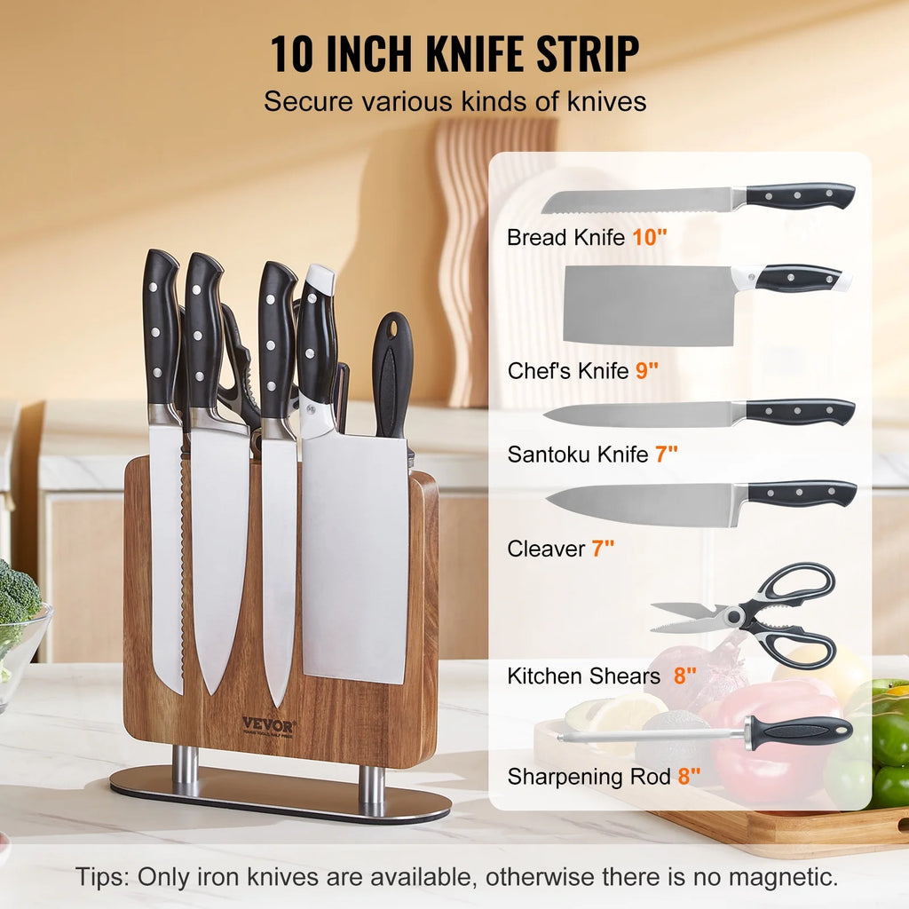 10 in Magnetic Acacia Wood Knife Block Q789