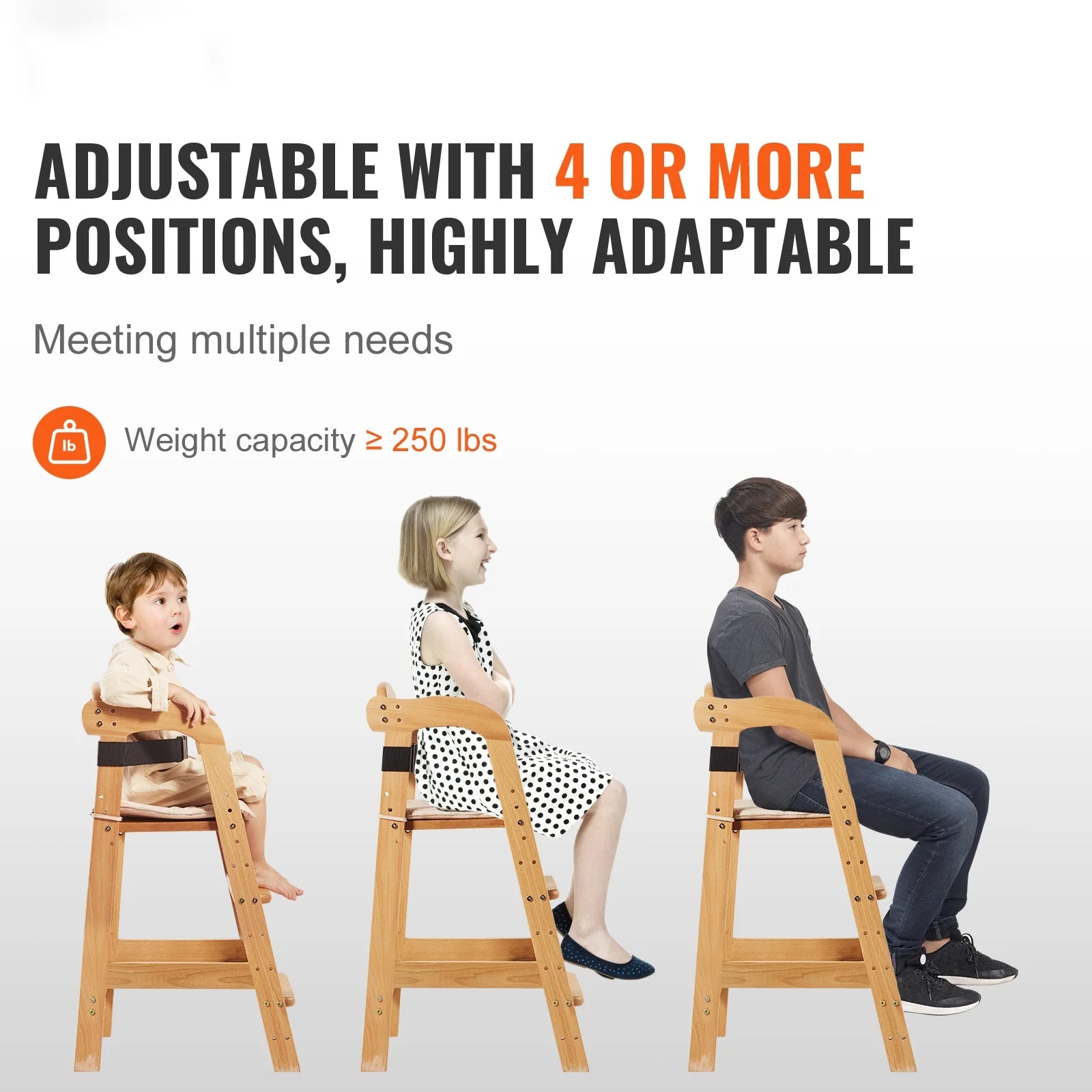 Wooden Baby HighChair with Adjustable Legs Solid Wood H836566