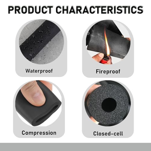 Flexible Pipe Insulation Foam Tube 1/2 3/4 1 Inch ID Waterproof Foam Tubing 5.9ft Length 1 Pcs G934843