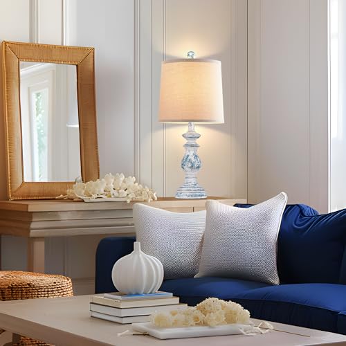 Green Table Lamp Set of 2 with Linen Shades Q536