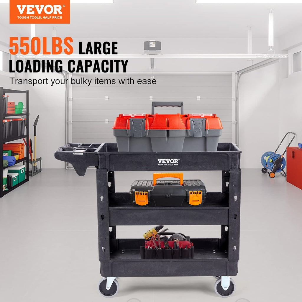 Black 3 Shelf Heavy Duty Utility Cart with Swivel Wheels G4780