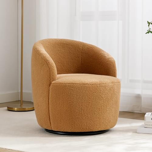 Coffee Brown Teddy Sherpa Swivel Barrel Chair E572