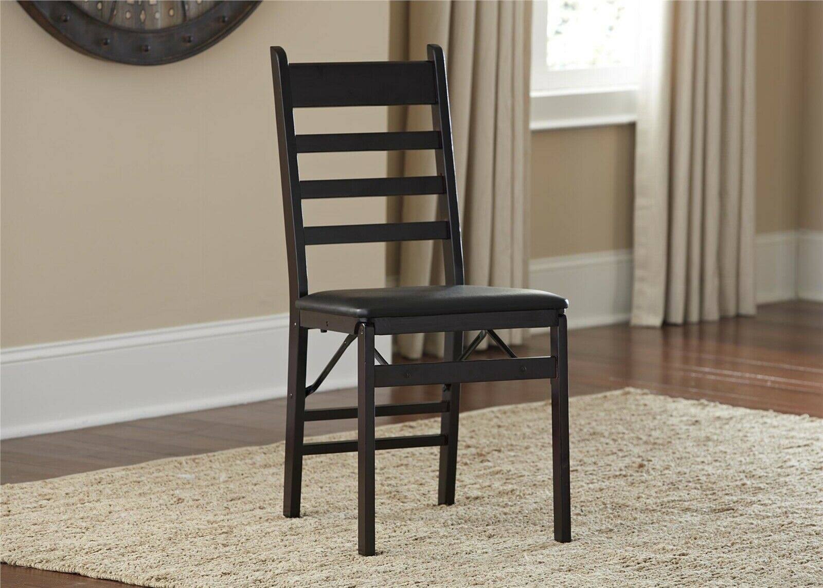Black Wood Ladder Back Folding Chair J95906