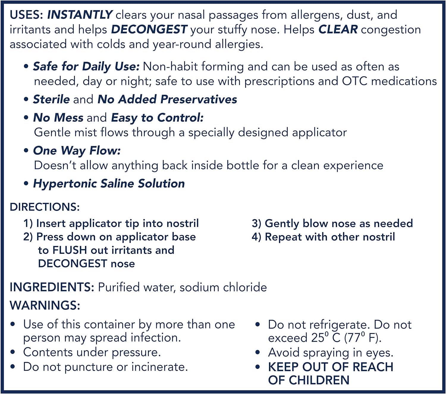 5.0 fl oz x 2 Drug Free Saline Nasal Spray X203