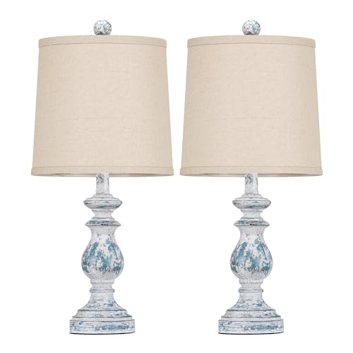 Green Table Lamp Set of 2 with Linen Shades Q536