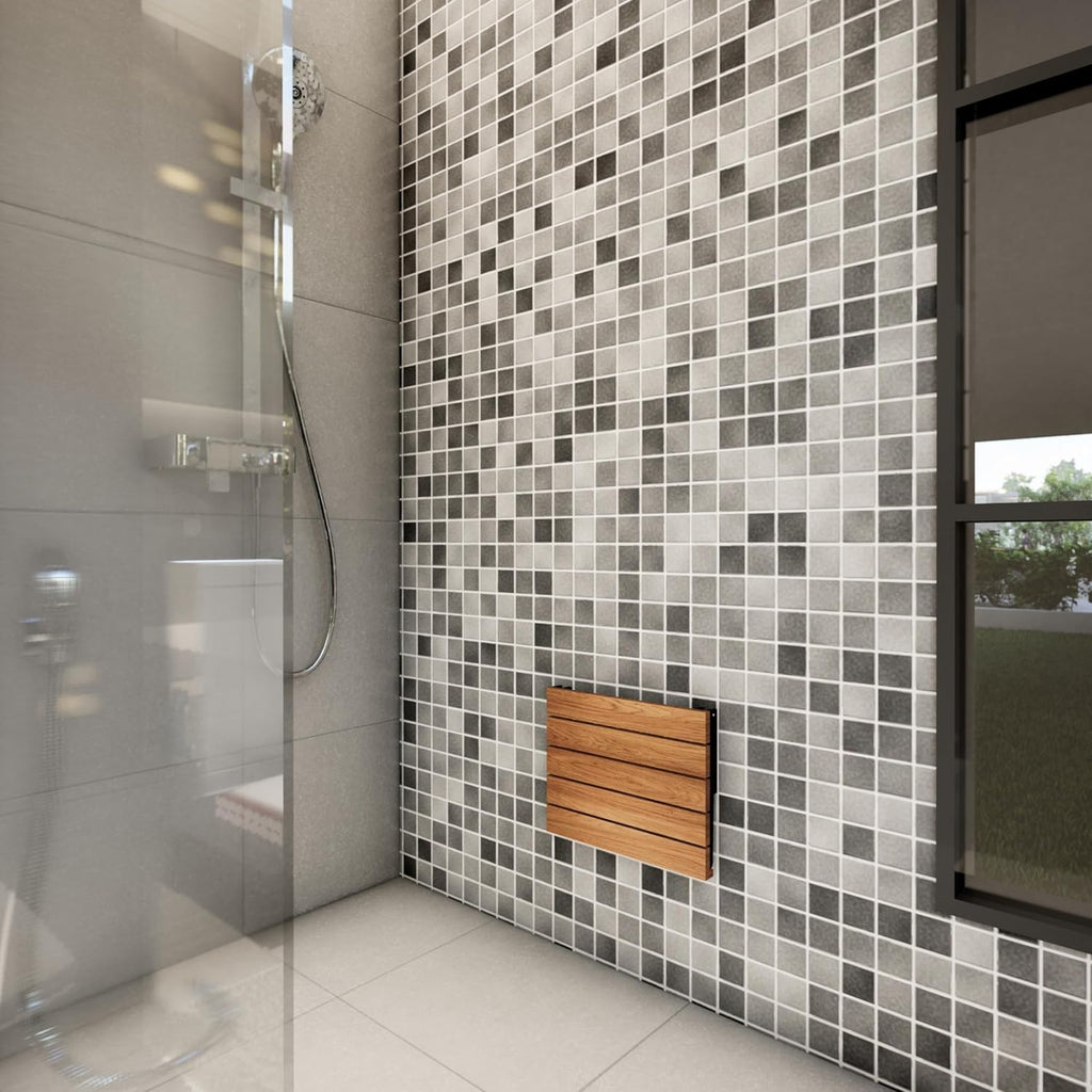 Folding Wooden Wall Mounted Shower Bench I59818