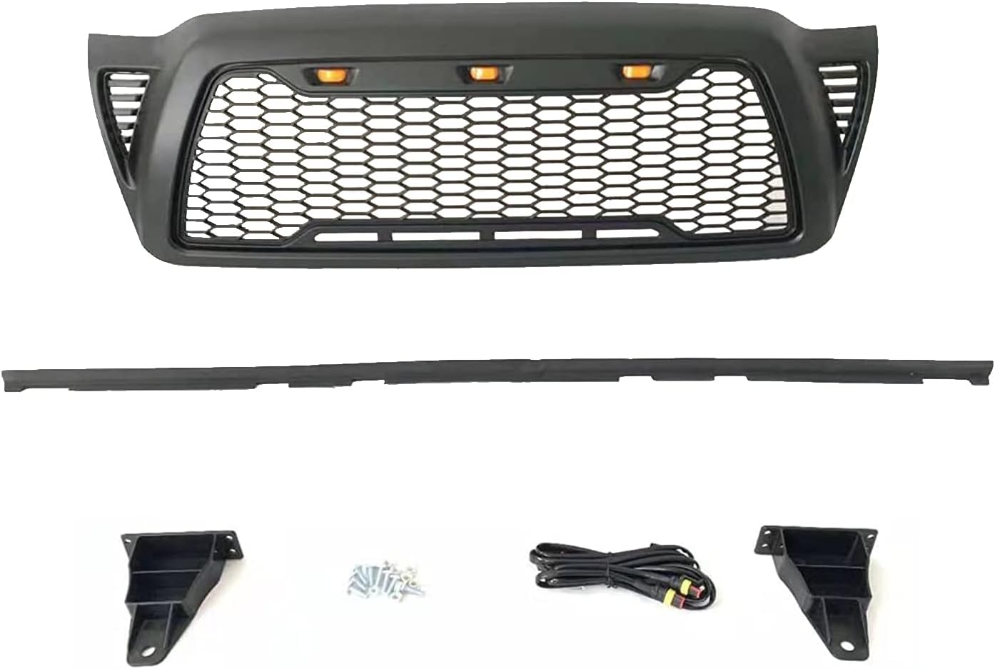 Matte Black Mesh Grille with 3 LED lights Y78796