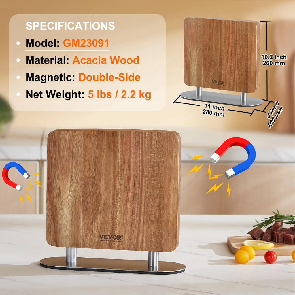 10 in Magnetic Acacia Wood Knife Block Q789