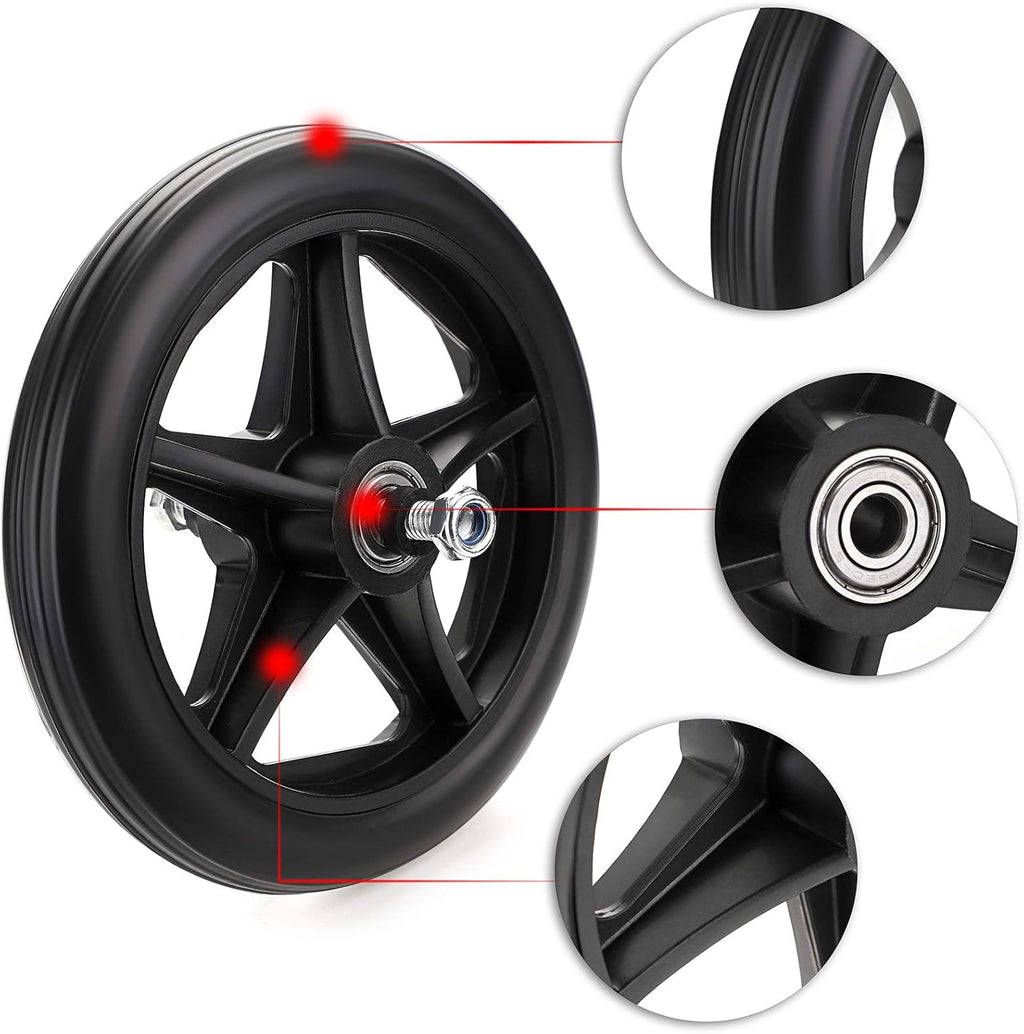 2PCS 6 Inch Rubber Wheelchair Front Wheels Replacement Casters Black O654980