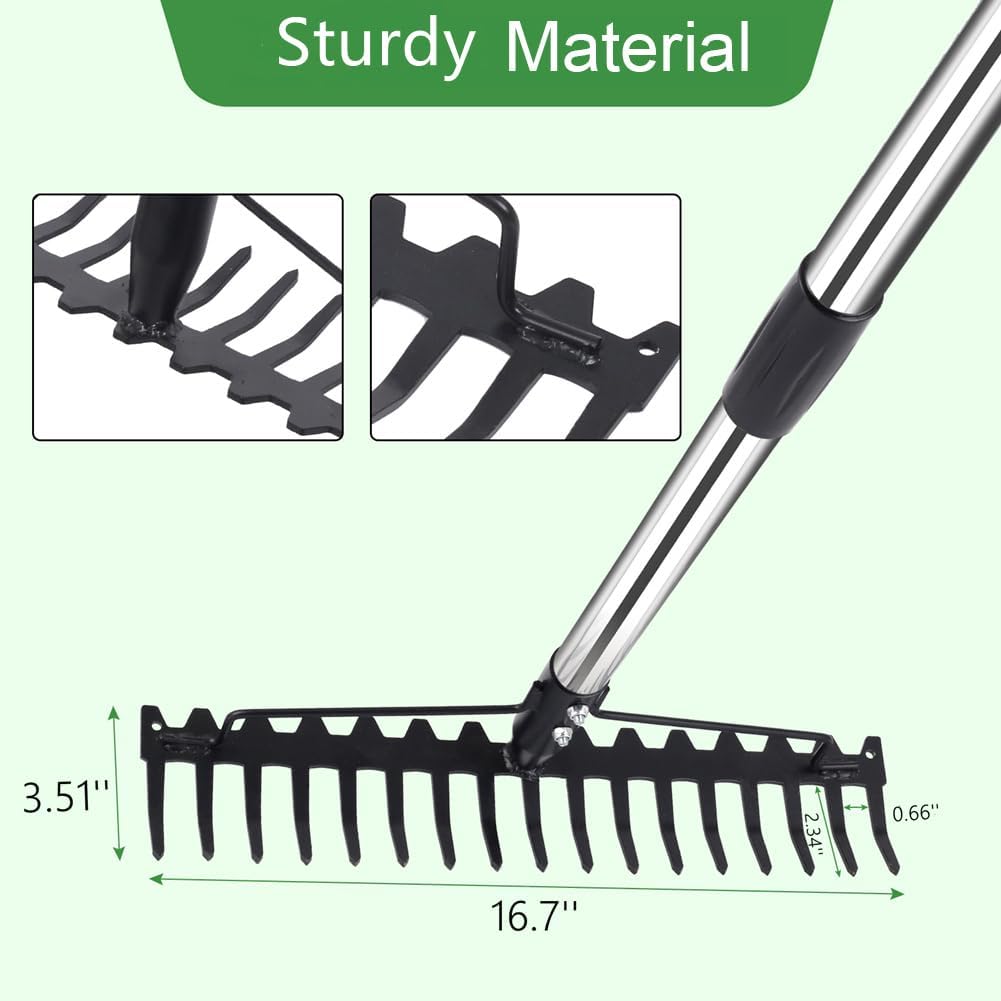 62-Inch Metal Bow Rake with 17 Steel Tines L56670
