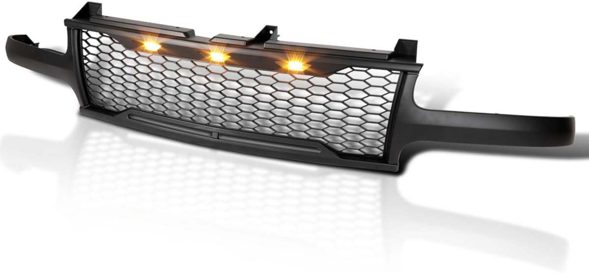 Matte Black Mesh Front Bumper Grille with Top LED Lights S797