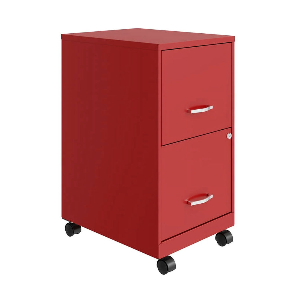 Red 2 Drawer Metal Mobile File Cabinet V415806