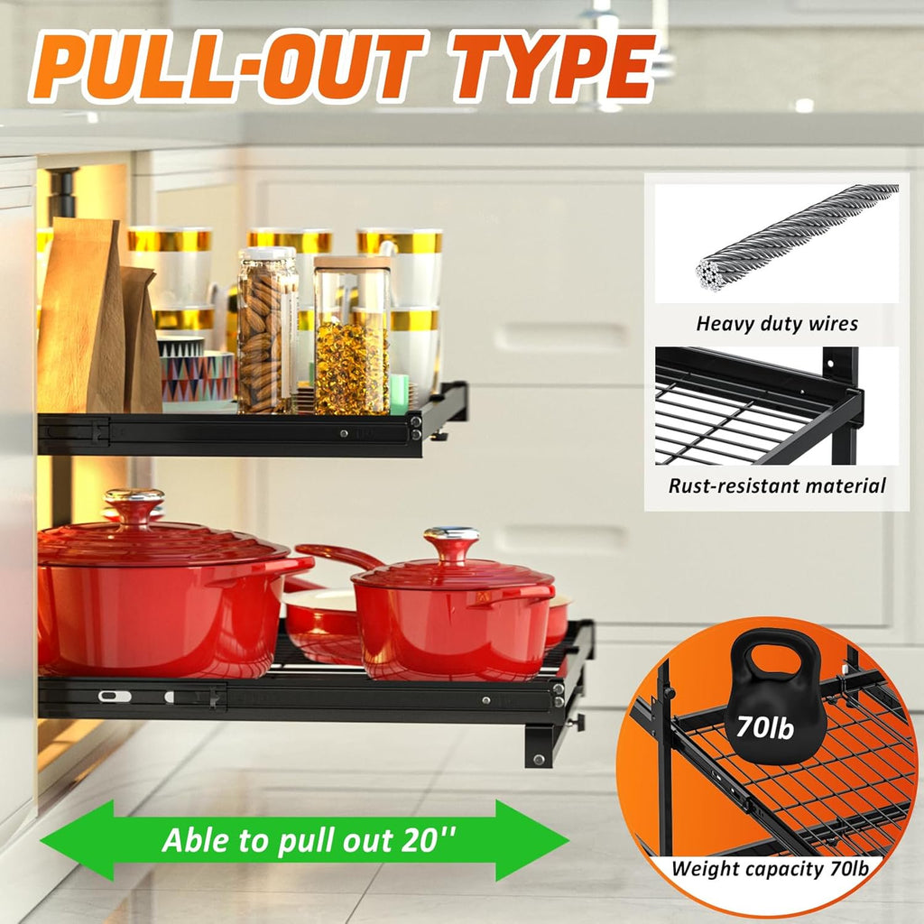 2 Tier Expandable Pull Out Cabinet Organizer U5575