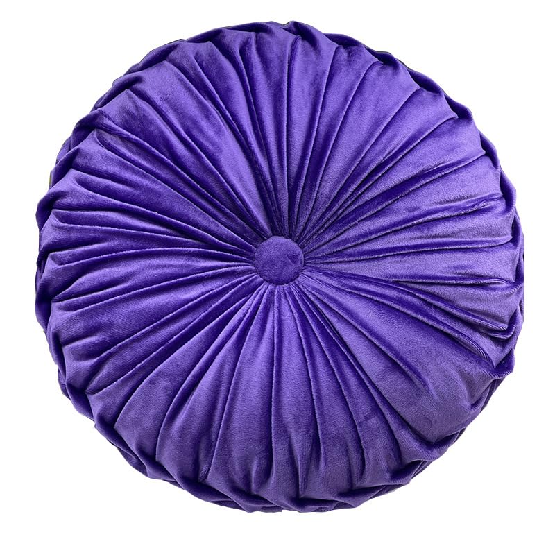 Yellow Velvet Round Throw Pillow S7148