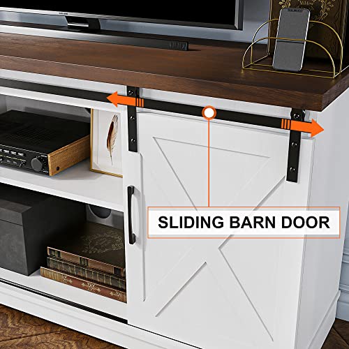 White Tall TV Stand with Storage and Shelves I510349