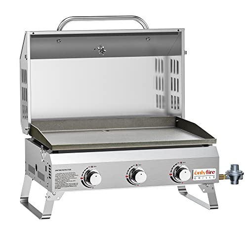 3-Burner Portable Propane Gas Griddle with Foldable Cart V1805