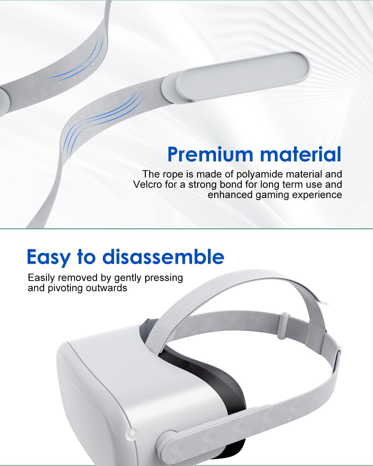 Head Strap for Oculus Quest 2 Headset with 2 Pair Thumb Grip Caps B665