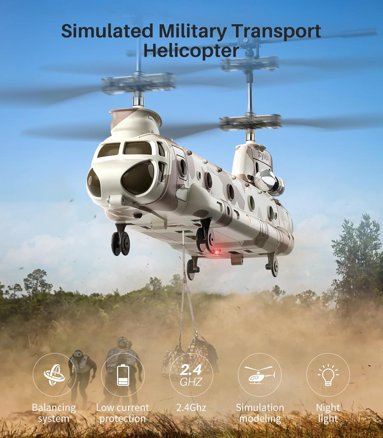 Military Transport RC Helicopter with Altitude Hold Y5819