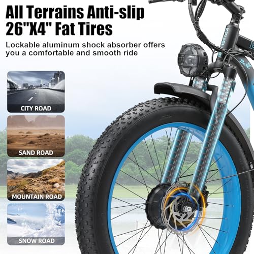 26 Inch Fat Tire Electric Mountain Bike 4000W Peak 48V 23Ah 21 Speed G318158
