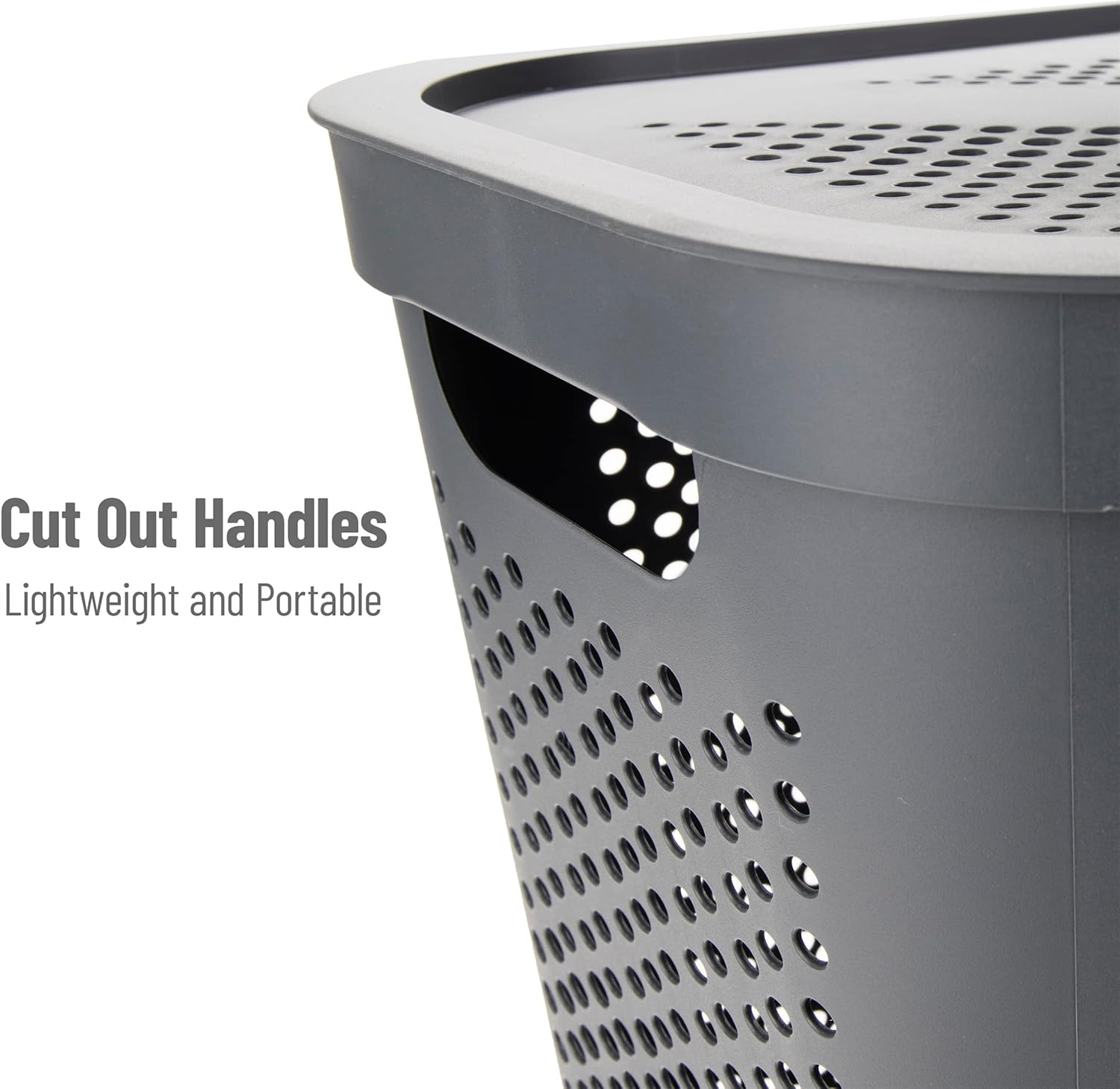60L Slim Plastic Laundry Hamper with Lid, Gray E29711