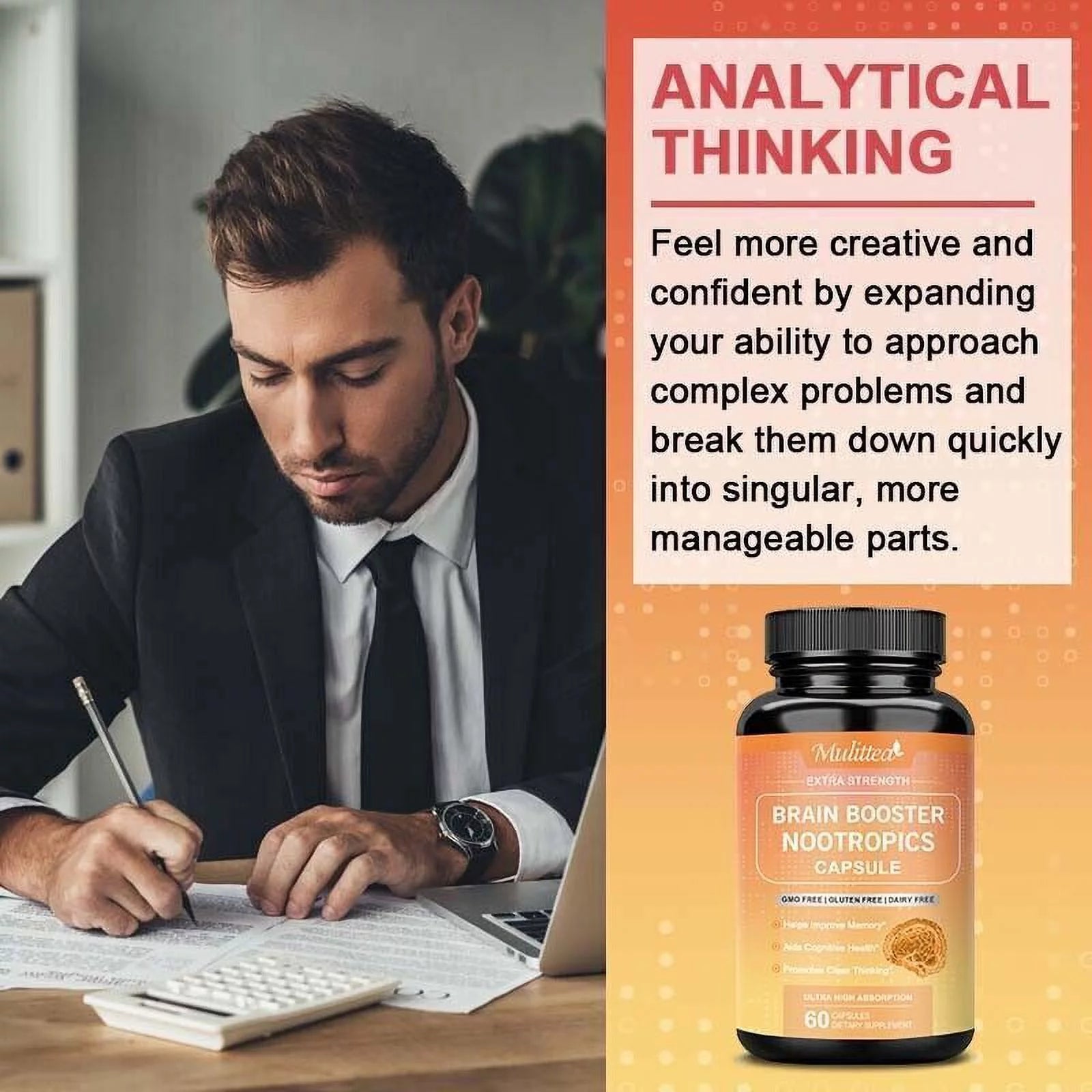 60 Capsules Memory Focus Mental Concentration Pills W96973