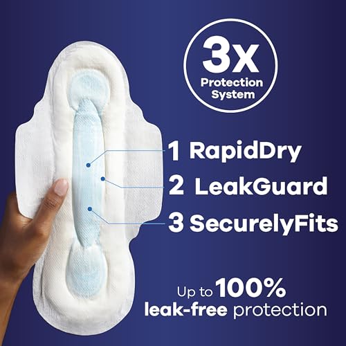 33 Count Overnight Unscented Maxi Pads with Wings L37083