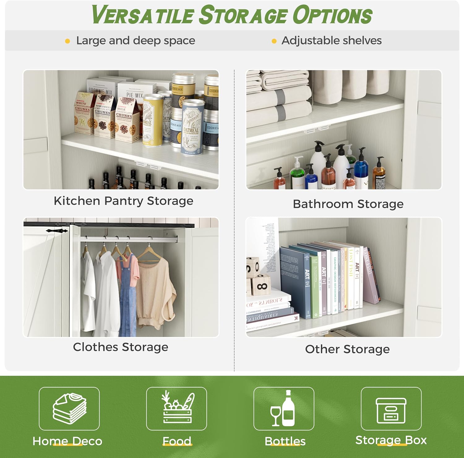White 72" Wardrobe Closet with Doors and Hanging Rod I2677