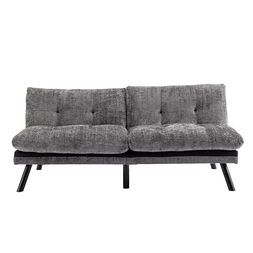 Dark Gray Polyester Memory Foam Convertible Futon Sofa Bed K9239