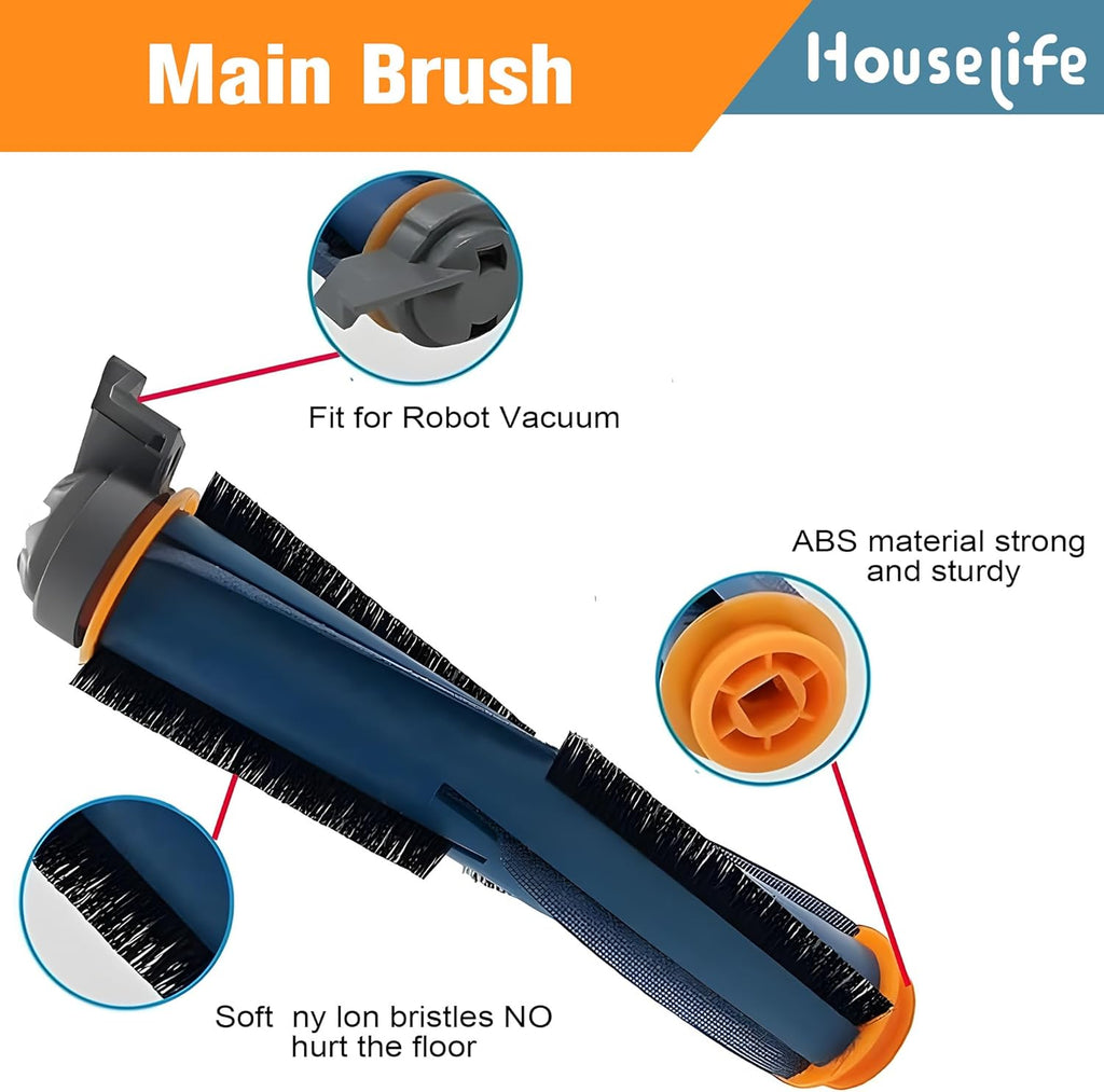 10 PCS Vacuum Accessories Kit with 1 Main Brush, 6 Side Brushes, 2 Filters, 1 Cleaning Brush Y736