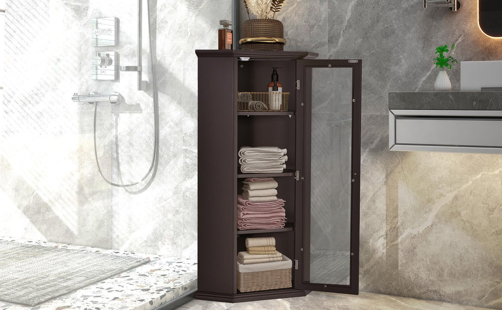 Freestanding Bathroom Cabinet with Glass Door, MDF Board with Painted Finish J983