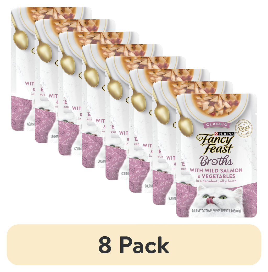 (8 pack) Wet Cat Food, Salmon & Vegetables, 1.4 oz Pouch X459902