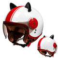 Women's Cat Ear Helmet, Open Face Retro Motorcycle Half Helmets DOT Approved Lightweight Breathable J5503