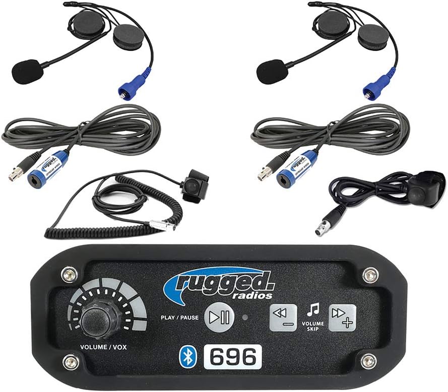2 Person Helmet Headsets with Push to Talk and Intercom Cables V3606