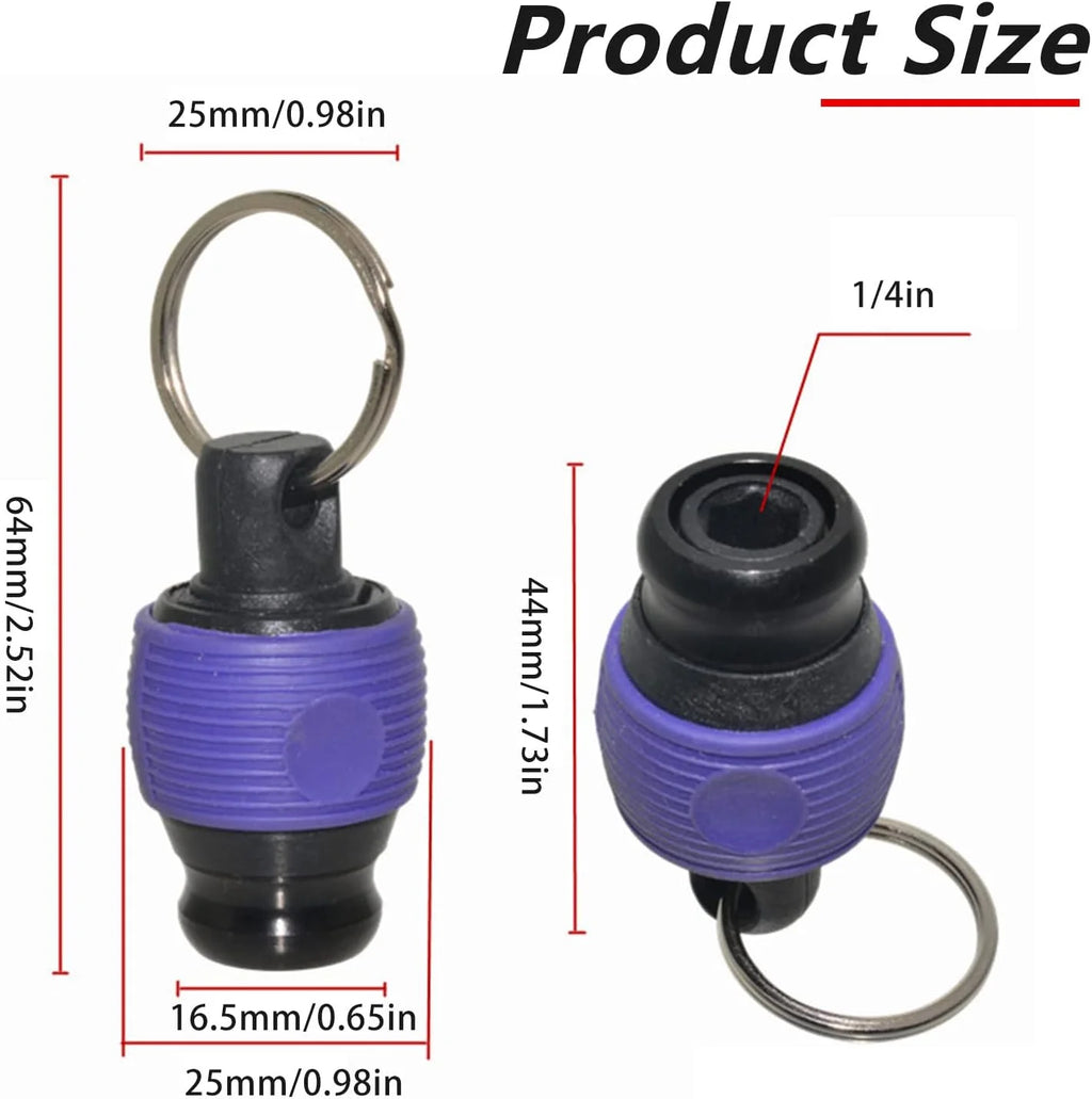 5 Pieces 1/4 Inch Ball Grip Bit Holder with Keychain Ring and Black Carabiner T5615