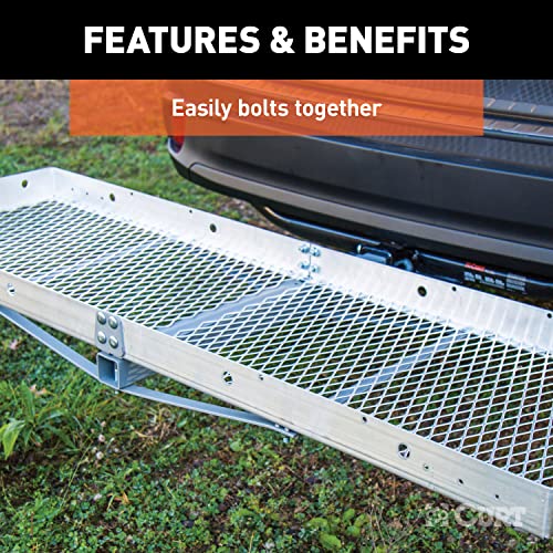 60 x 20-Inch Aluminum Hitch Cargo Carrier, 500 lbs Capacity, 2-in Folding Shank E77898