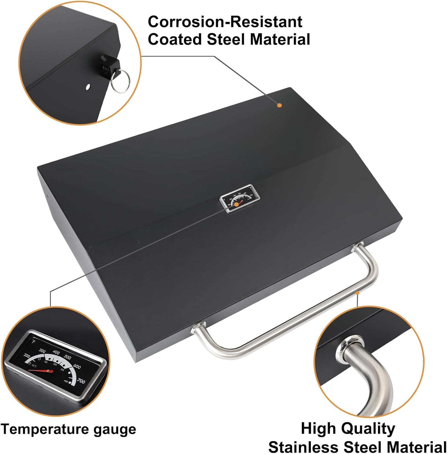Hinged Lid for 28 inch Blackstone Griddle Hard Cover Hood with Thermometer X5668