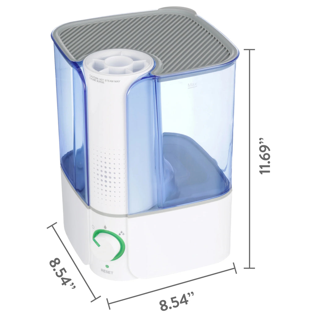 Warm Mist Humidifier, Filter Free, White & Blue, Top Fill, 1.3 Gallon N946