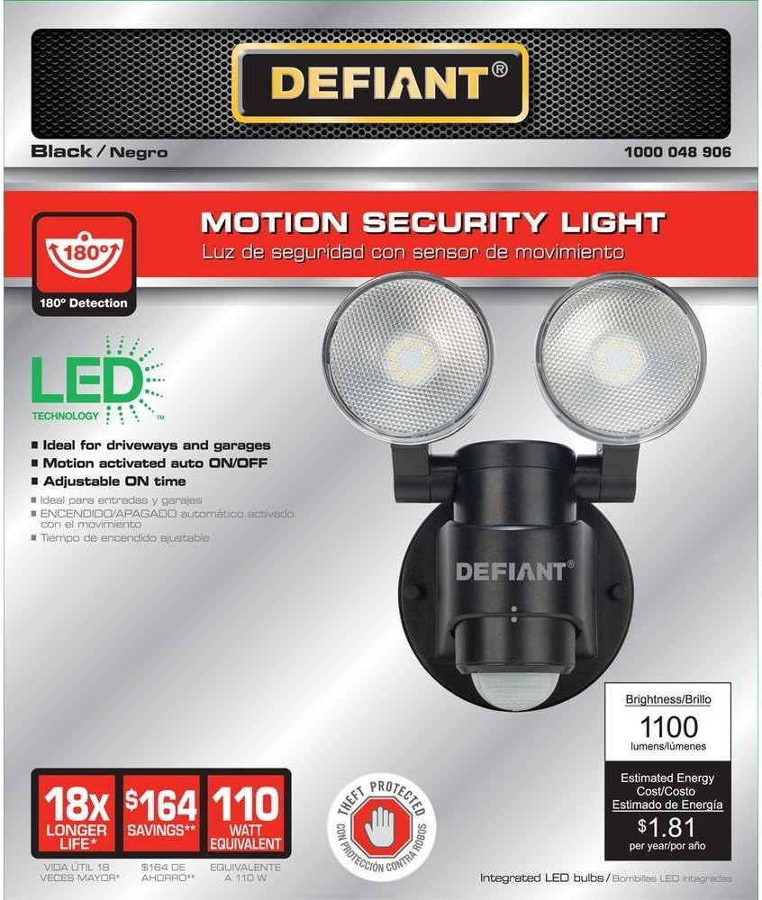 Black 180-Degree 2-Head Outdoor Motion Activated Flood Light G942