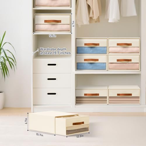 Grey Fabric Closet Organizers with Drawers, 4-Pack L4819
