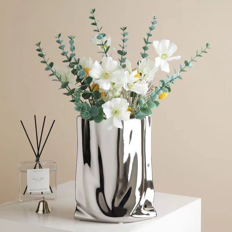 Sliver Ceramic Vase 7.9 Inch Tall Flower Vase P709291